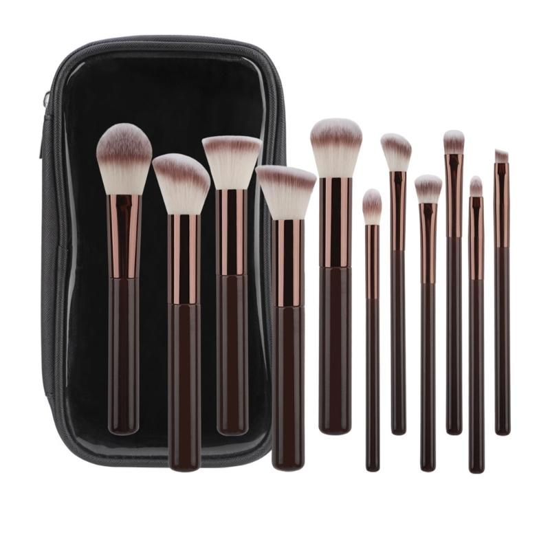 Portable 11 Pieces Makeup Brush Set For Travel Essential Cosmetic Brushes With Storage Bag for Women and Girls