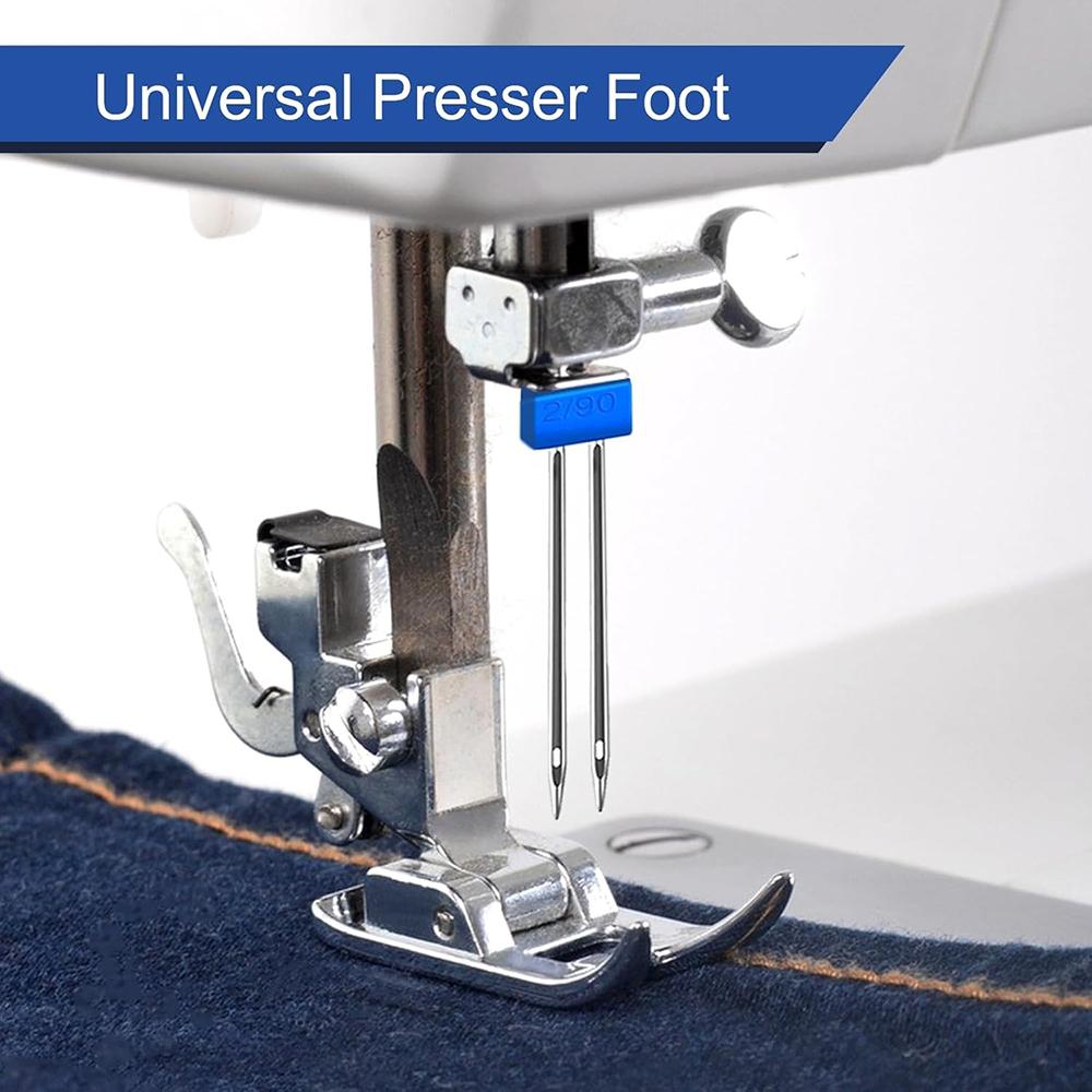 3PCS Sewing Machine Twin Needle Double Needle 9 Groove Presser Foot Zigzag Foot Straight Stitch for Household Sewing Machine