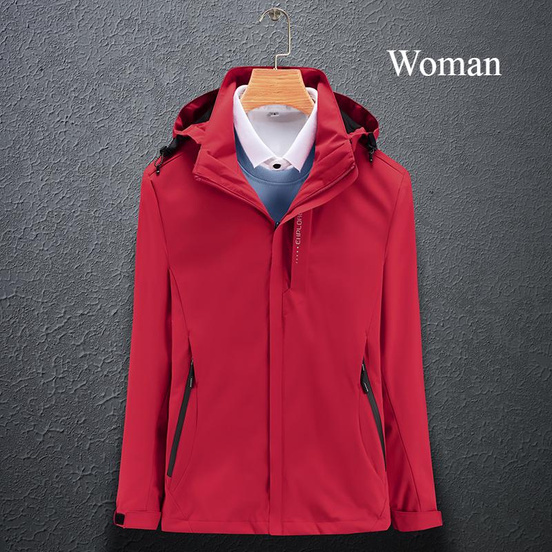 Solid Color Couple Hooded Jacket Unisex Waterproof Windbreaker Windproof Outdoor Hiking Jacket Coat for Spring Autumn