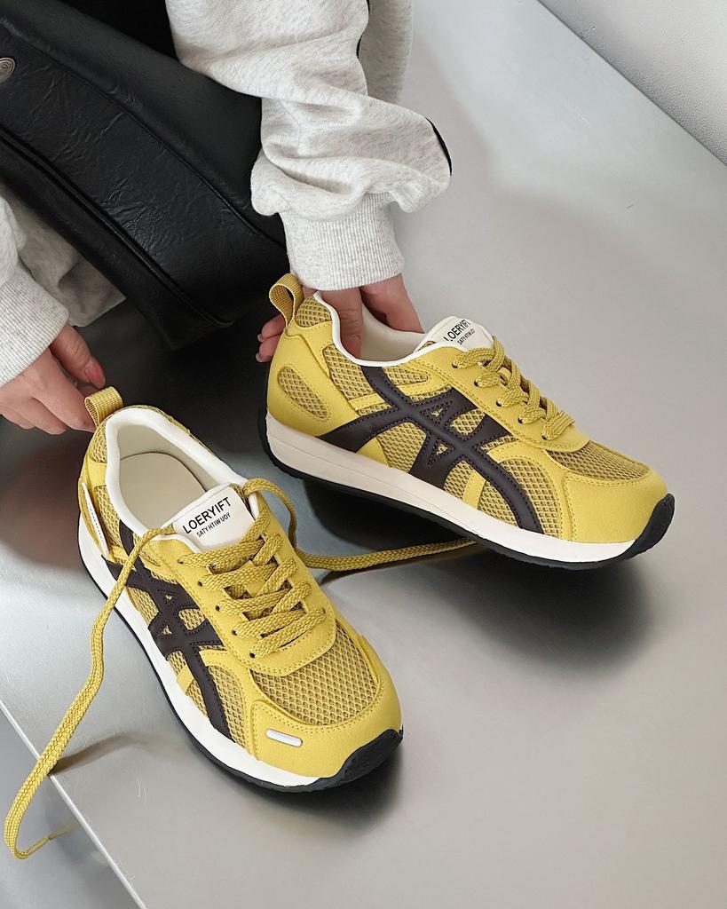 Retro vielseitige Sport-Joggingschuhe Damen 2025 Frühling neu Leder Mesh atmungsaktiv leicht lässige Dad-Schuhe