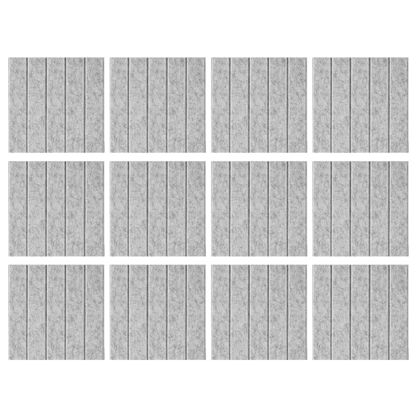 

12PCS Sound Absorbing Wall Panels Polyester Texture Soundproof Foam Panels for Bedrooms and Music Rooms Decorations срібний