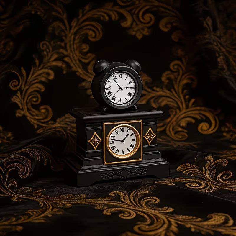 2Pcs Doll House Accessories Diy Dollhouse Miniature Wall Clock European Vintage Clock Furniture Model Decor Toy