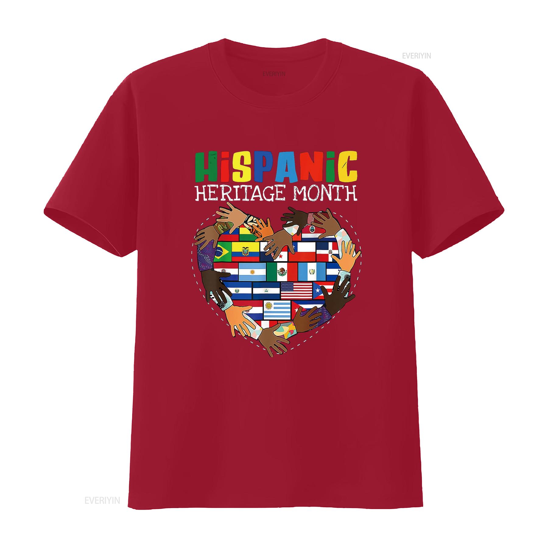 

Hispanic Heritage Month All Countries Flag Heart Hands T Shirt Black vintage Washed Comfortable Soft streetwear fashion S