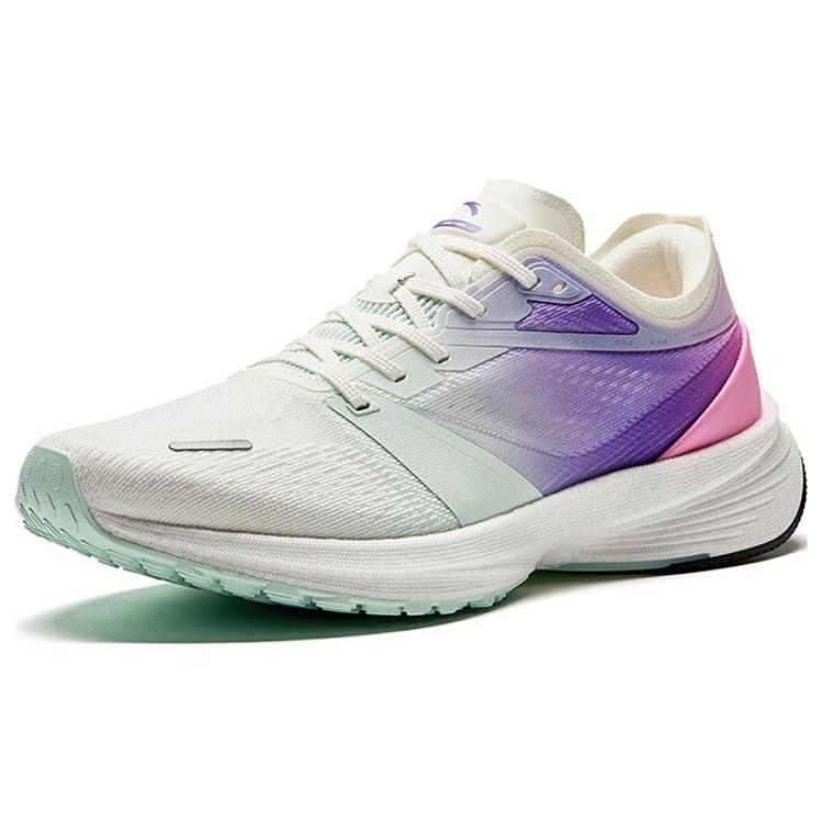 Anta Winding Running Shoes Women's Low Top Ivory White/Cool Green/Lotus Pink 922345585-3