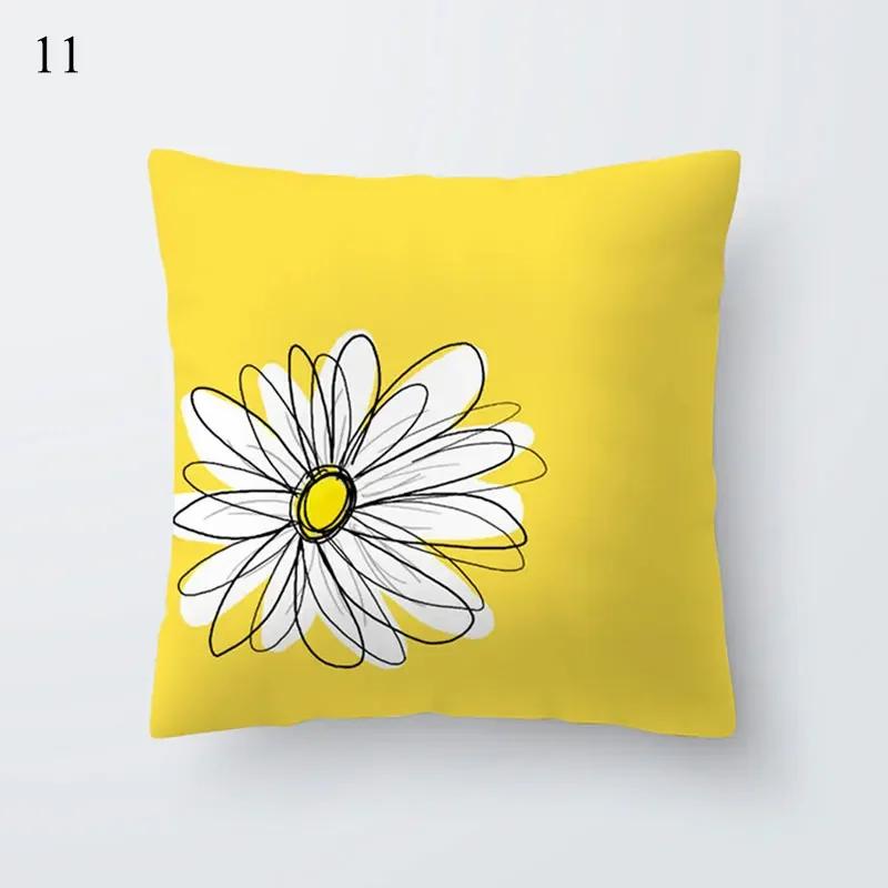 45*45Cm Yellow Print Cushion Pillowcase Geometric Hug Pillowcase Home Chair Sofa Decorative Cushion Square Pillowcase