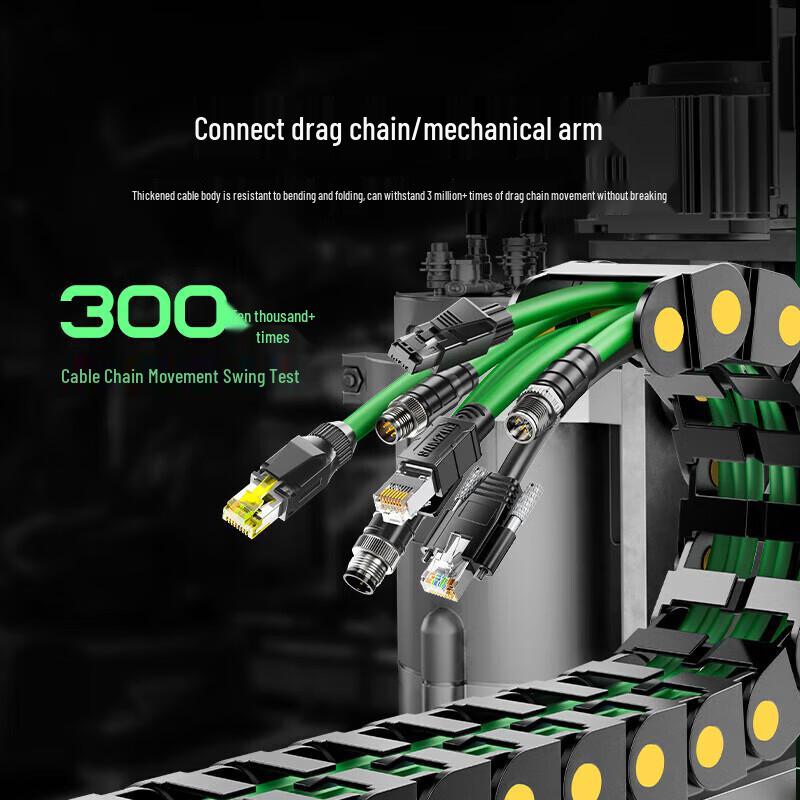 SAMZHE M12 to RJ45 Industrial High-Flex Drag Chain Ethernet Cable