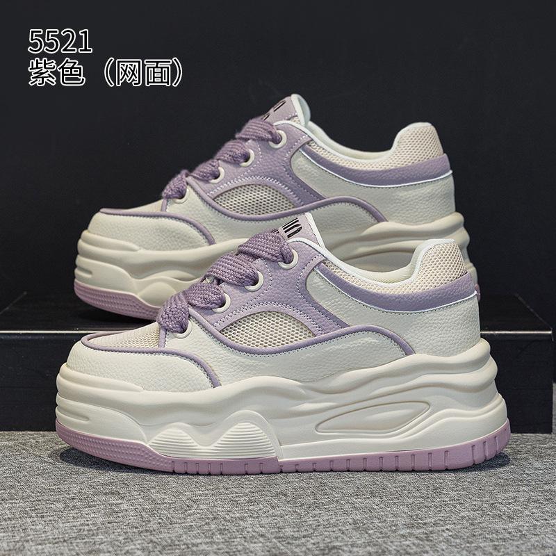 Board Shoes Summer New Small Muffin Thick Bottom Mesh Leather Hollow