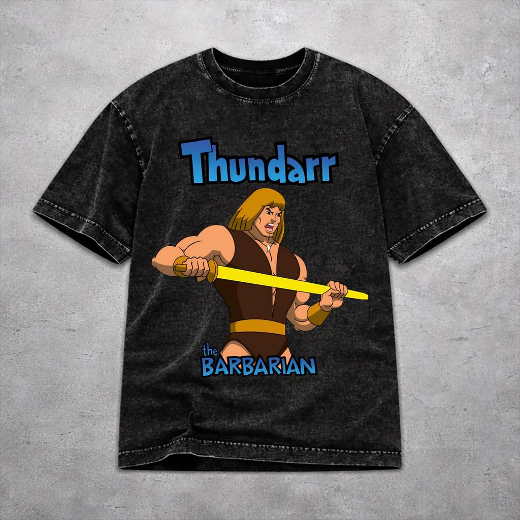 Fashion Men Women Thundarr the Barbarian Tee Shirt Oversize Washed T Shirts Apparel