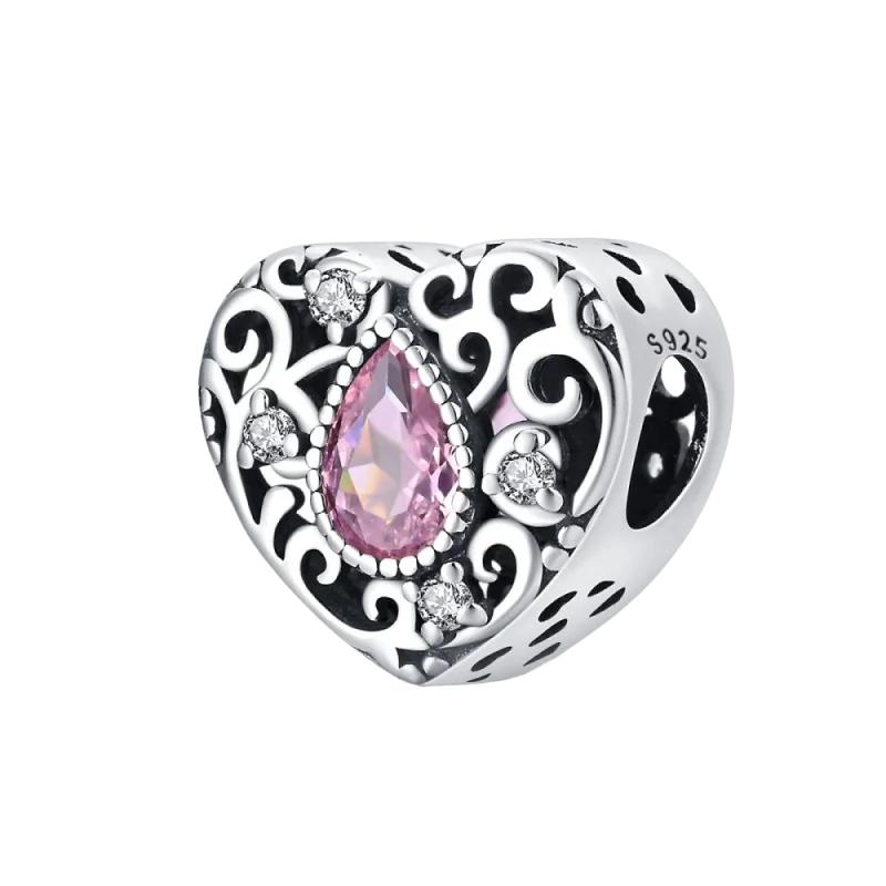 Affascinante Bracciale Collana con Perline a Forma di Cuore in Argento 925 Amore Familiare Impronta di Zampa Animale Adatto alle Donne Regali Fai da Te per le Feste
