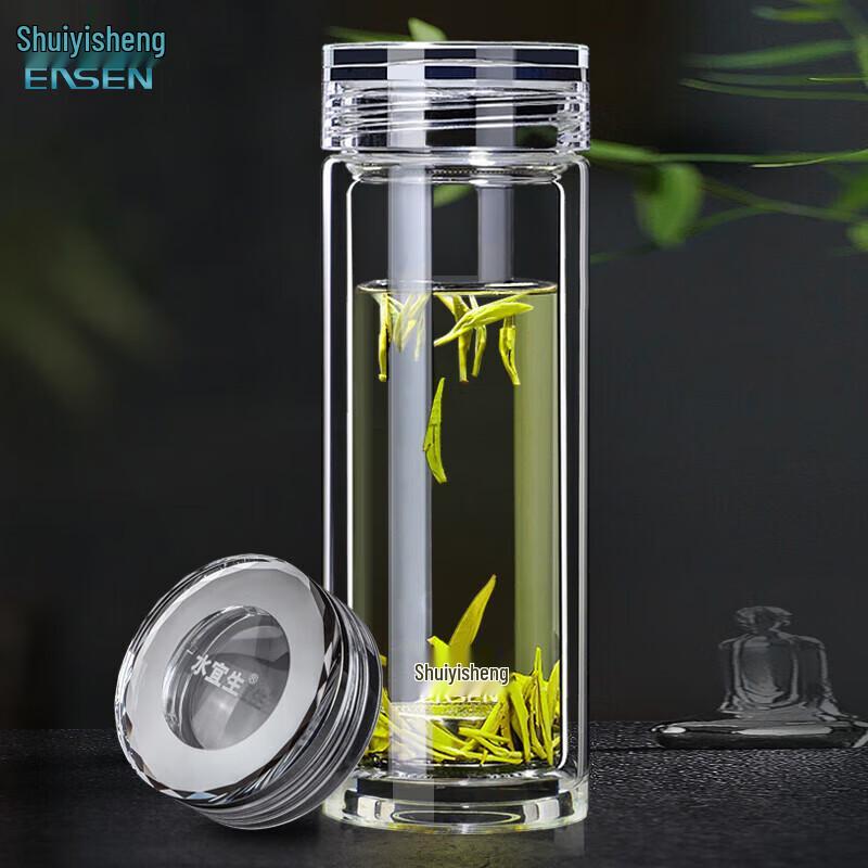 Shui Yisheng 400ML Double-Layer Glass Tea Cup