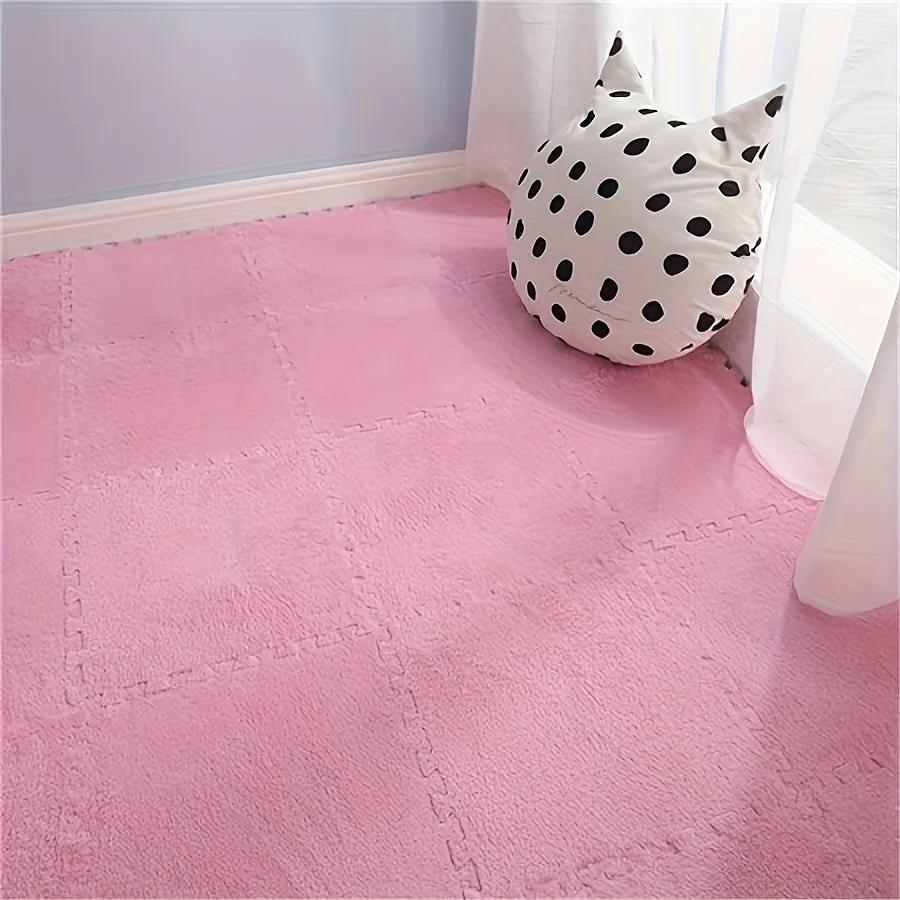16pcs Soft Anti-Fall Interlocking Floor Mat Square Foam Tile Carpet Children's Puzzle Sports Mat Bedroom Bedside Decoration