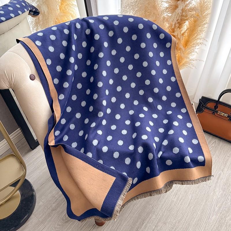 Autumn and Winter Polka Dot Temperament Imitation Cashmere Scarf Women's Double-sided Versatile Shawl Winter Warm Neck Scarf