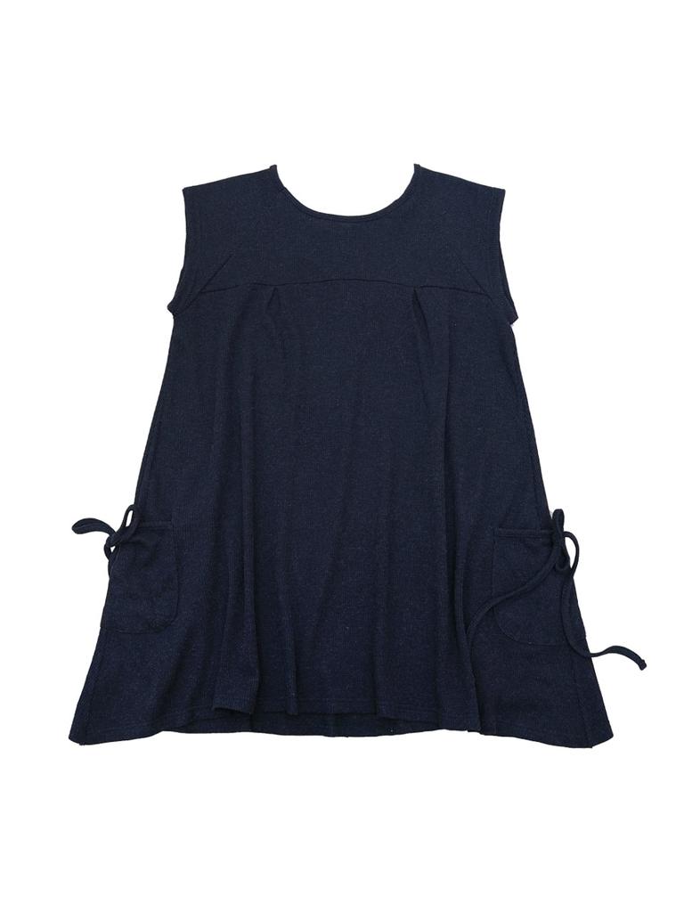 Phased Pintuck Waffle Flare Dress_Navy
