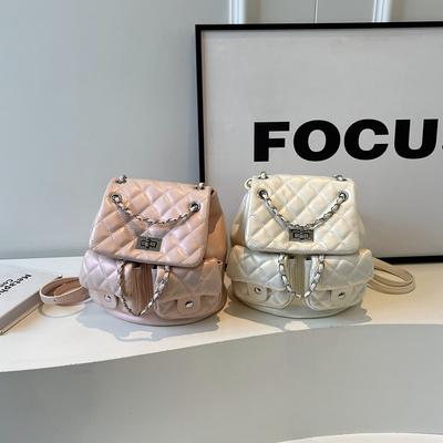 Modischer Rautenketten-Rucksack Damen neuer Schulterrucksack lässiger Mehrfach-Taschen-Rucksack