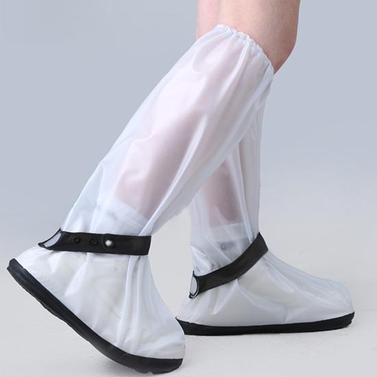 1 Pair Rainproof Shoe Covers Waterproof Non-Slip PVC Puncture Resistant Thickened Shoe Covers with Adjustable Elastic Band