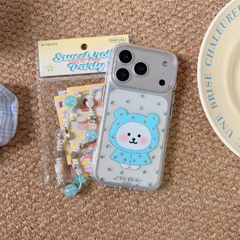 Adorable Bear Blue Raincoat iPhone 17/16 Pro Max/15/14 Case – New Style for Women