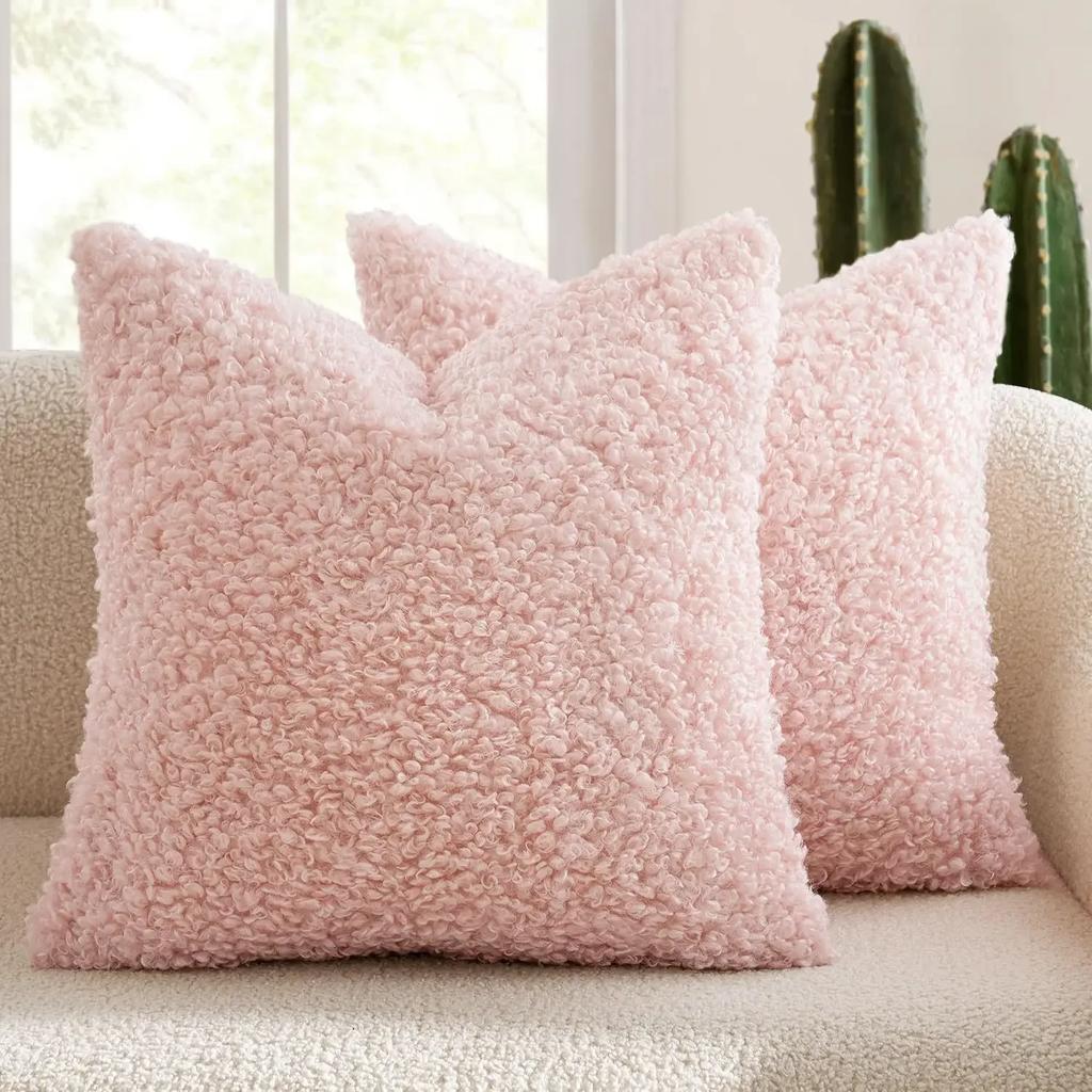 Housse d'oreiller en polaire d'agneau pelucheux Housse d'oreiller épaisse bouclée Teddy Housse d'oreiller douce Minimaliste Nordique Housse de coussin de canapé Décoration d'intérieur confortable