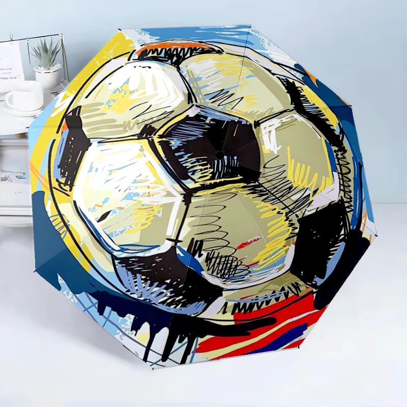 Soccer Ball Artwork 8-Frame for Travel, Camping, Casual Lightweight Portable Umbrella, Essential for Every Family Holidays Birthday Gift