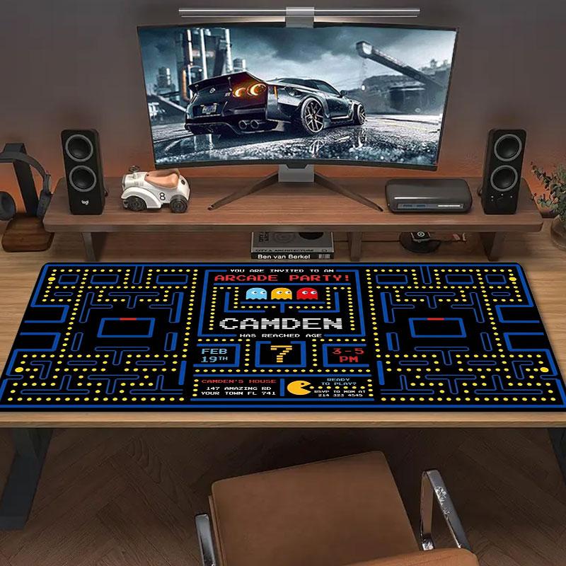 Pac-Man Large Size Mouse Pad Large Gaming Table Cushion Non-slip Laptop Tablet Big Mousepad XXL Mat Mini PC Playmat With Lock Edge