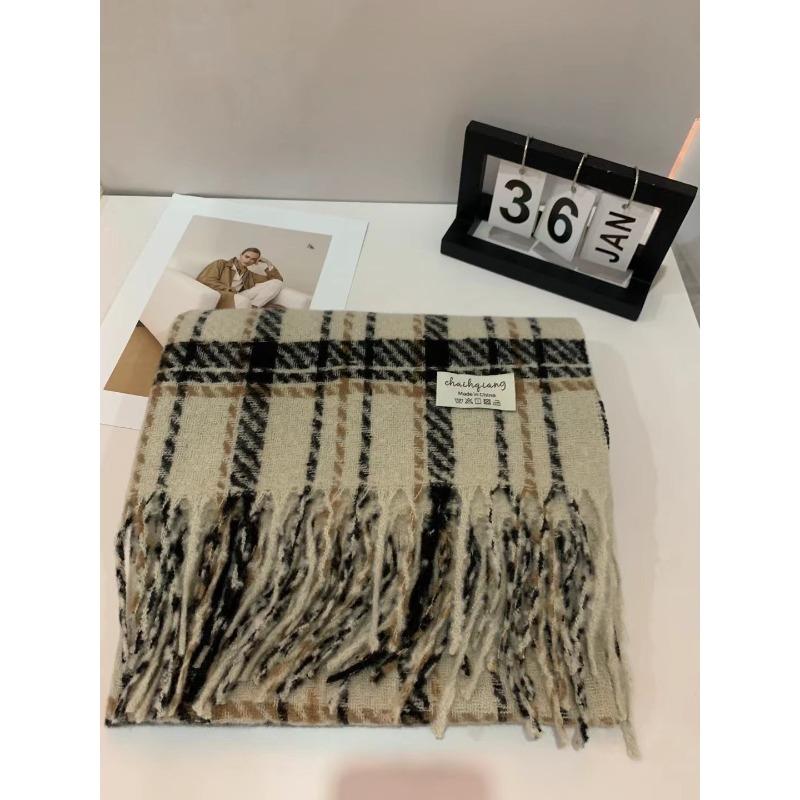 Classic Christmas Red Plaid Scarf for Women Winter Korean Style British Shawl Thickened Dual Purpose Warm Student Scarf for Men