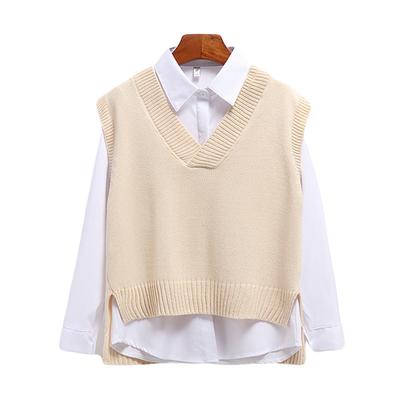 Dames Trui Vest V-hals Gebreide Top Koreaanse Mode Gebreide Trui Lente en Herfst