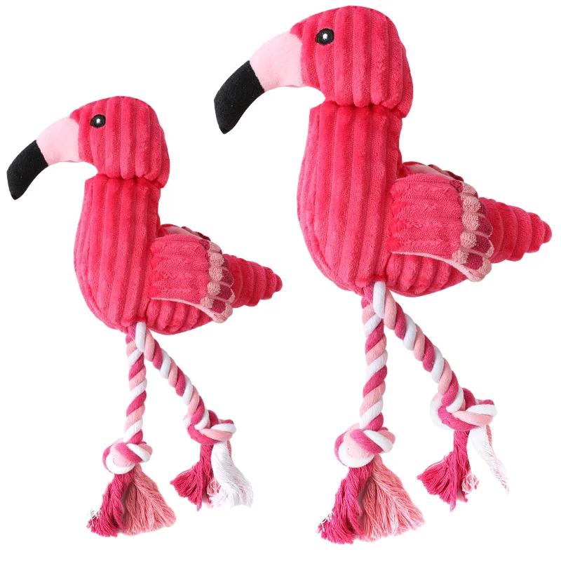 Adorable Pet Doll Flamingo Shape Dog Toy Durable Chew Proof Teeth Grinding Relief Fun Playtime for Dogs