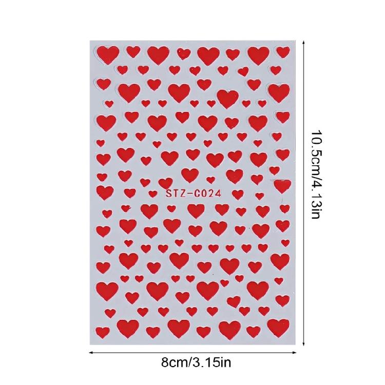 6 Sheets Valentines Day Nail Art Stickers Decals,Adhesive Red Heart Nail Stickers DIY Designs Nail Decorations for Women