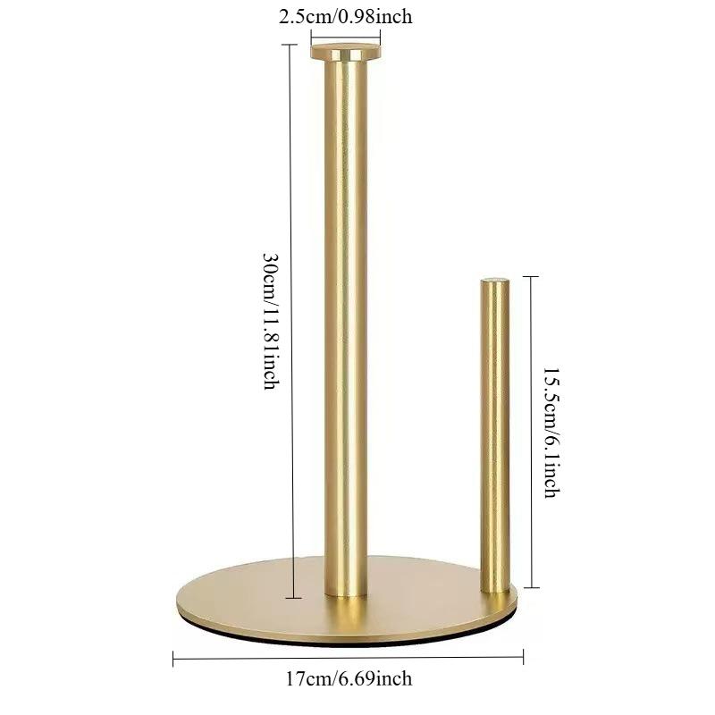 Paper Towel Holder Black, Premium Stainless Steel Kitchen Roll Dispenser, Countertop Roll Organizer with Weighted Base