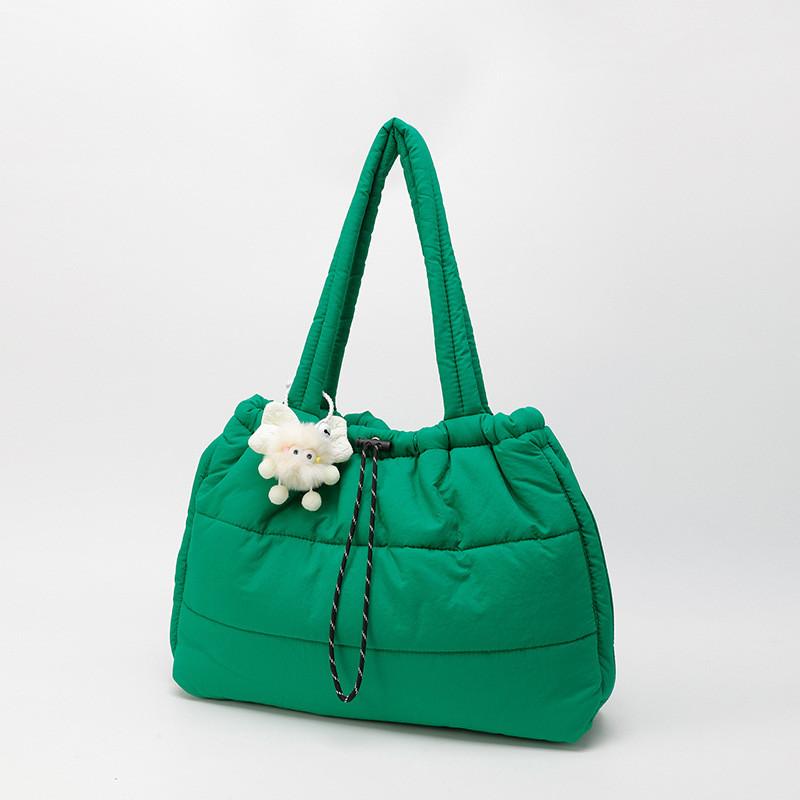 Spring Cotton Tote Bag With Stitching Elements And Internal Zip Pouch For Leisure Outings