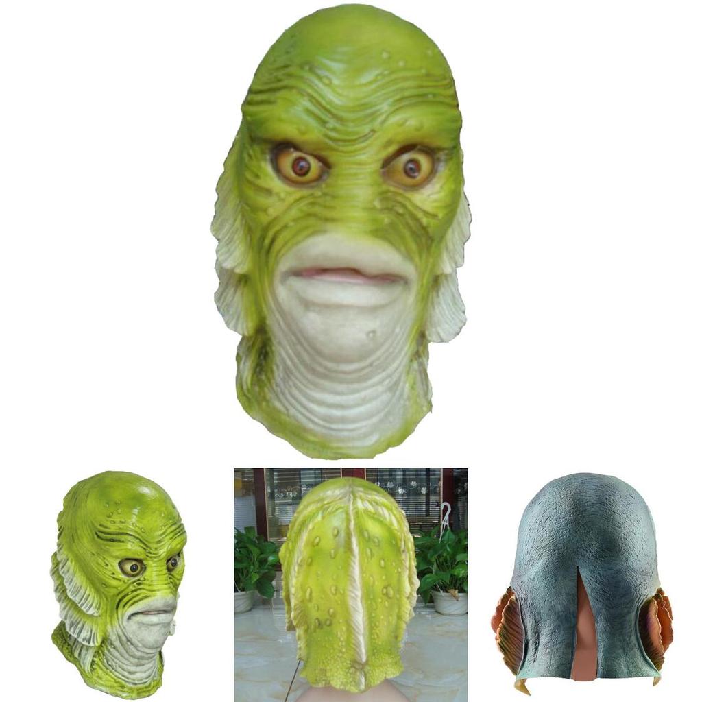 Monster Human Fish Head Mask With Latex Material For Halloween Costume And Party Decor