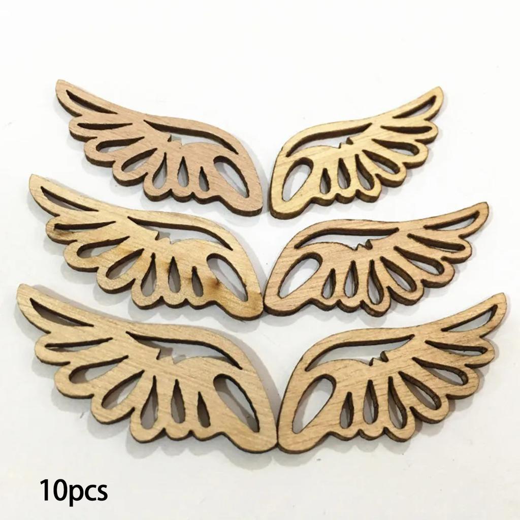 40Pcs/bag 4 Styles DIY Angel Wings Wooden Chips Decorative Embellishments Crafts Scrapbook Hand-made Graffiti Button Accessories