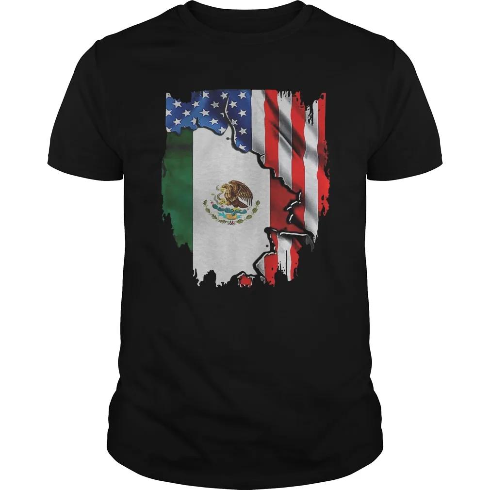 American Flag Inside Mexican Flag TShirt Short Sleeve Casual 100 Cotton ONeck Summer Mens Tshirt Size S3XL S