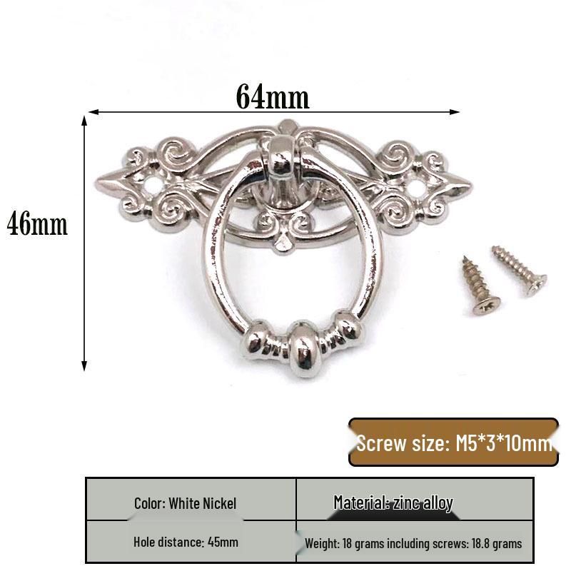Retro Zinc Alloy Drawer Pulls: Small Wooden Box & Cabinet Ring In New Chinese Style
