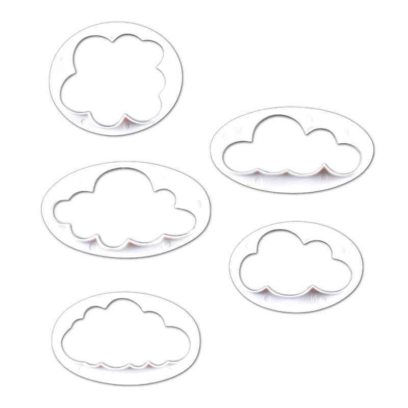 5-Piece Cloud Print Cake Mold Set for Realistic Baking