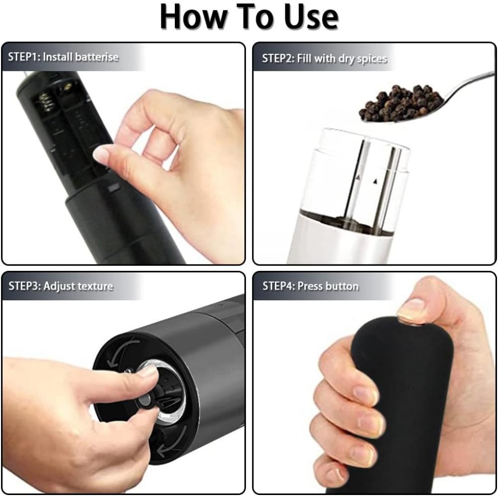 Electric Salt and Pepper Mill Spice Mill Grind Black Pepper and Pepper Granules Adjustable Coarseness Home Pepper Grinder