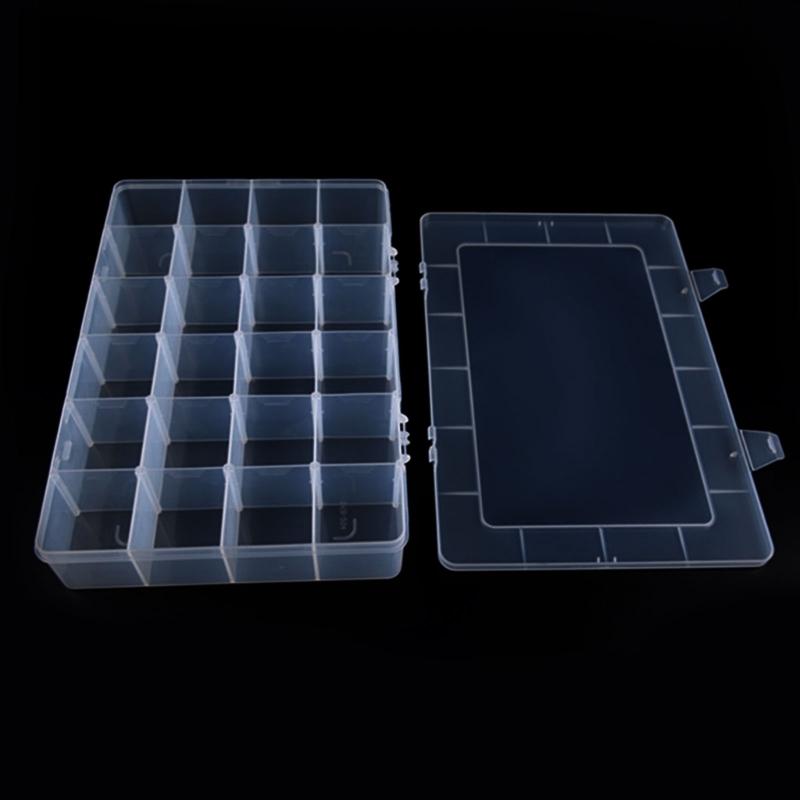 24 Compartments Clear Stackable Plastic Storage Boxes with Adjustable Dividers for Beads Crafts Jewelry Fishing Tackle