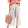 Women's Casual, Stylish, Loose-fitting, High-waisted, Cropped Cotton-linen Wide-leg Culottes