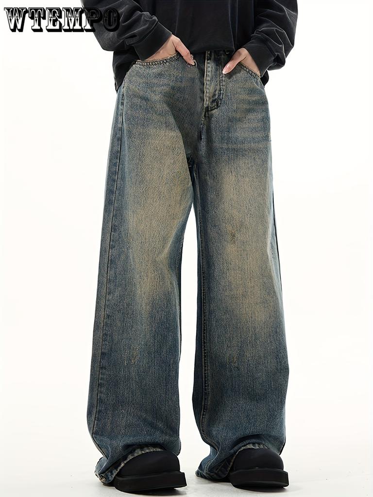Herrenmode Loose Fit Wide Leg Jeans, lässige Streetstyle-Jeans für den lässigen Alltag, fließende Hose