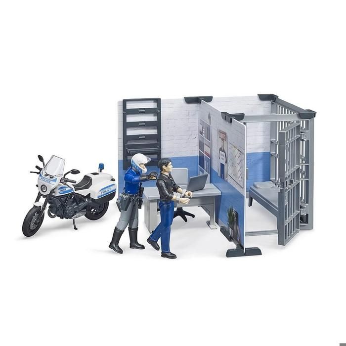 Poste de police bworld avec moto de police - Bruder - Jouet pour enfant de 4 ans et plus