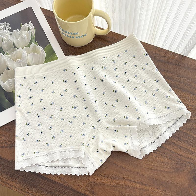 Female Summer Cotton No Trace 10A Antibacterial Anti Go Out of Light Not Roll Edge Boxer Briefs