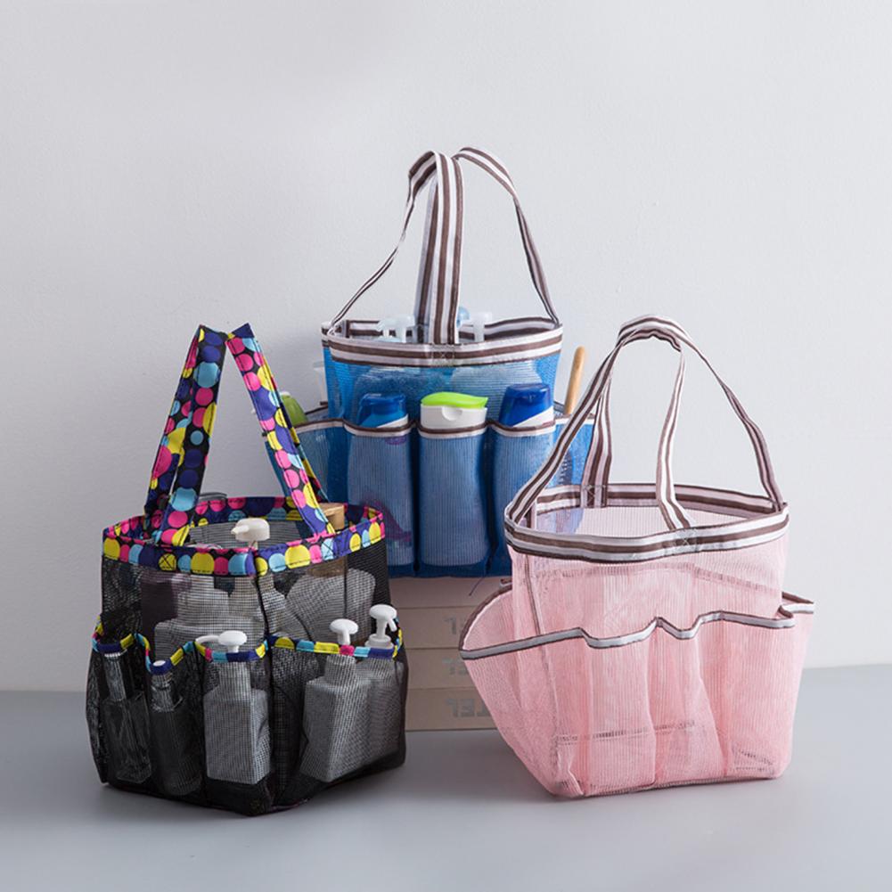 8Pocket Mesh Toiletry Bag Hanging Waterproof Bathroom Shower Bag Beach College Dorm Hanging Shower Organizer Portable Travel Bag