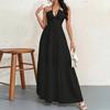 Women's Summer Casual Fashion Solid Color Dresses V-Neck Sleeveless Dresses