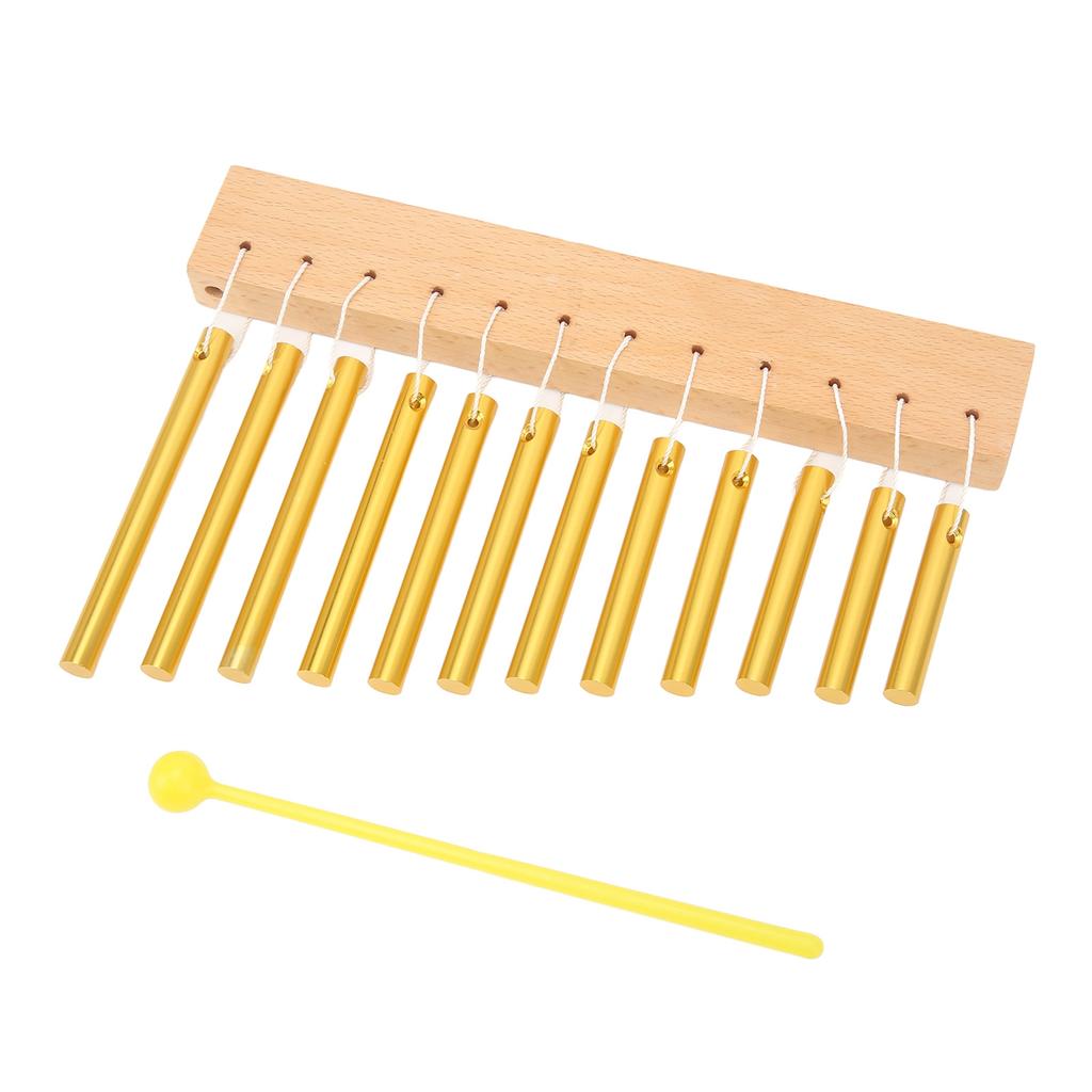 Wind Chime 12 Key Composite Wood Metal Easy Playing Wind Chime Ornament Percussion Instrument Gold