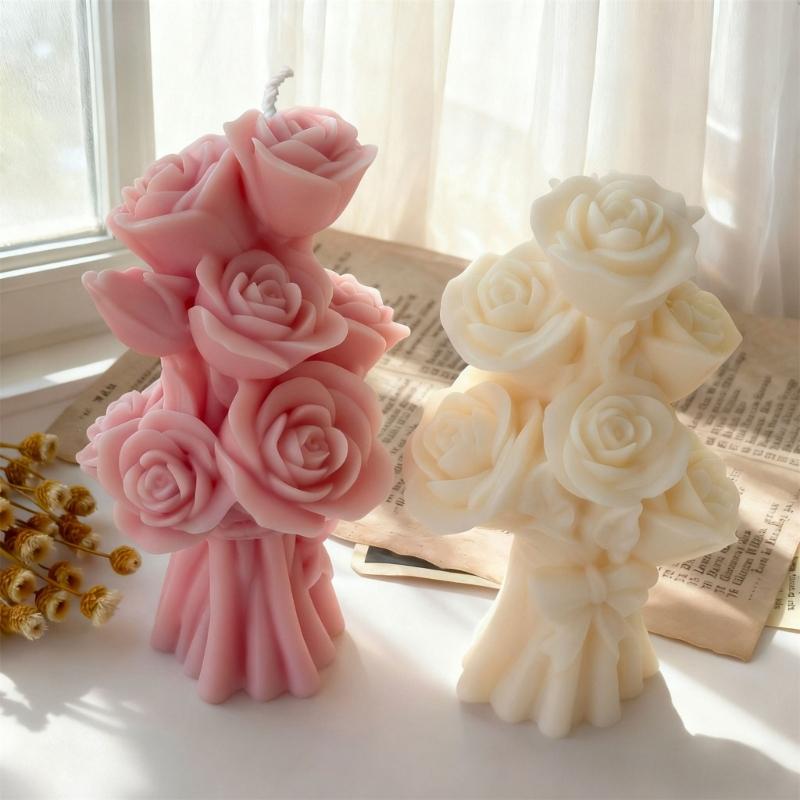 Flexible Rose Shaped Silicone Craft Mold Easily Release DIY Scented Gypsum Candle Wax Chocolate Molds