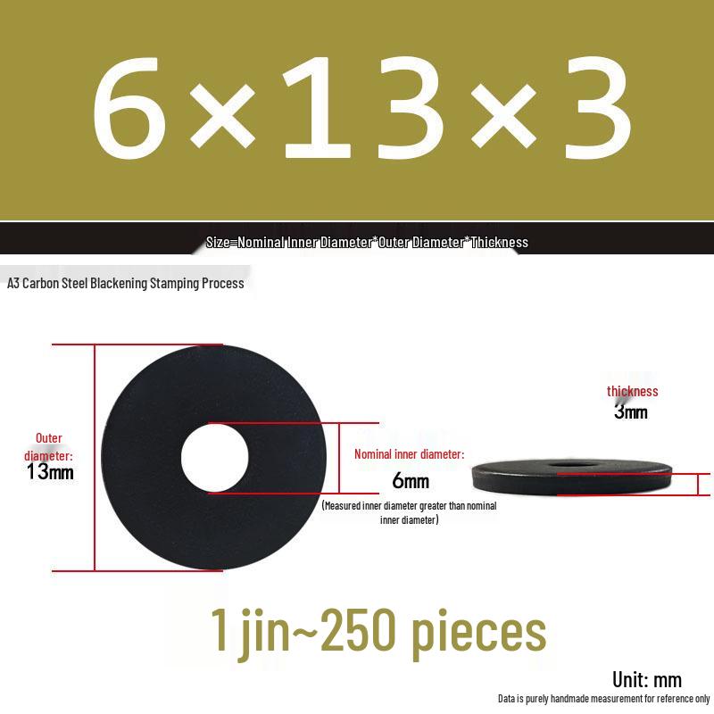 Black Oversized Thickened Round Metal Flat Washer Spacer for Home Use