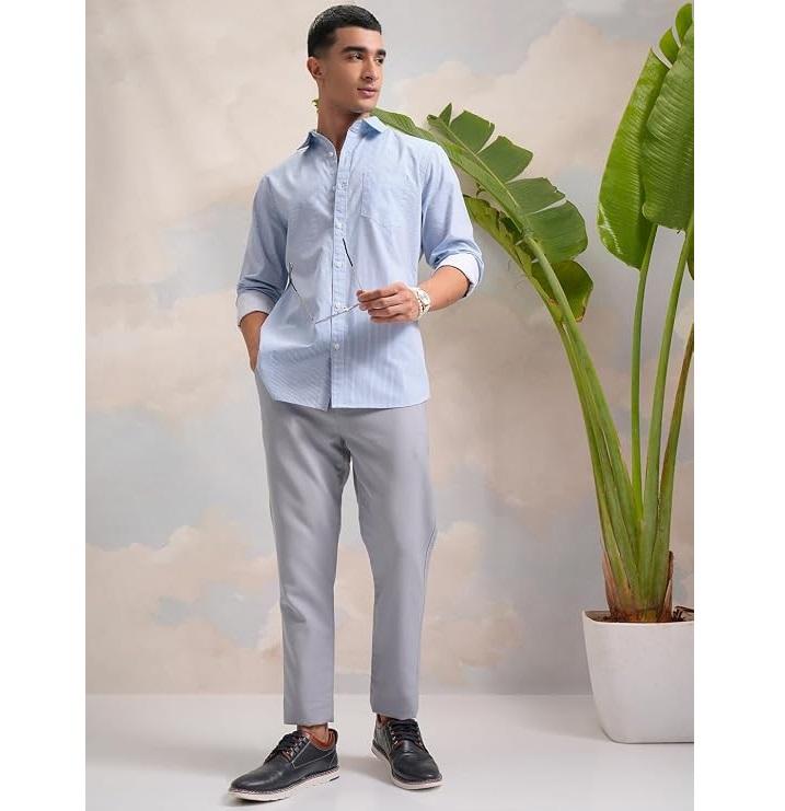 Men's Cotton Striped Shirt, Regular Fit