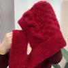 New hat women's autumn and winter warm neck protection thickened squirrel velvet women's wind and snow scarf integrated hat knitted cold protection