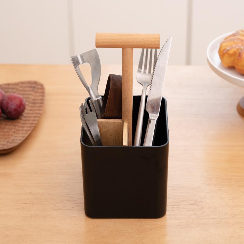 Japanese Style Partition Countertop Rack Storage Box Kitchen Chopsticks Spoon Storage Rack with Handle Chopstick Tube Rack