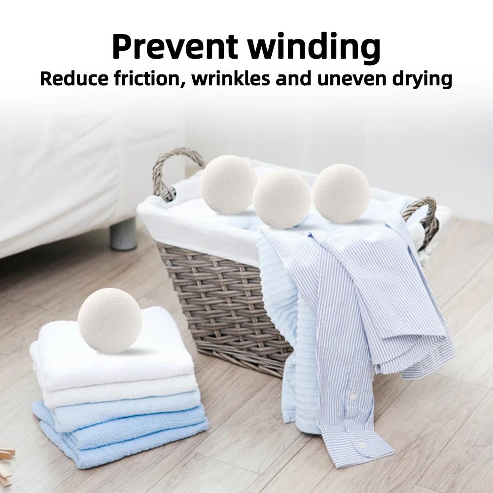 6 Reusable Wool Dryer Ball Softener Laundry Room Home Washing 4/5/6cm Wool Drying Kit Washing Machine Accessories