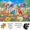 500/1000pcs Puzzle Game (Colorful Feathers Coexisting in Blooming Flowers, Clear Sky And Green Shadows Around The Fence) Suitable for Living Room Deco